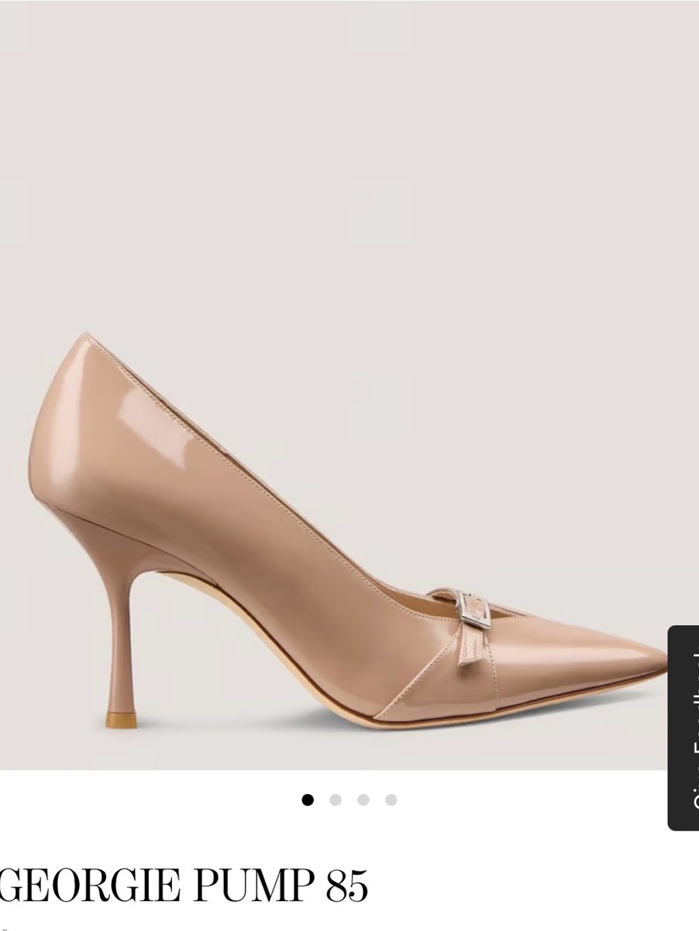 Stuart Weitzman Nude Patent Georgie Pointed-Toe Pump with Buckle Accent